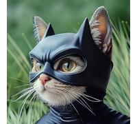 XiXiYang Máscara de los Vengadores de Gatos para Halloween, máscara negra de venganza para mascotas con correas ajustables, transpirable y cómoda para gatos