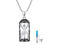 XIXLES Collar con colgante de urna de plata de ley 925 con colgante de urna de cremación, recuerdo de bautizo, joyería para hombres y mujeres, pérdida de un querido guitarrista, Grande, Plata
