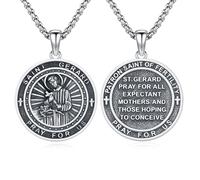 XIXLES Collar de plata de ley 925 con amuleto de San Patrono para hombres y