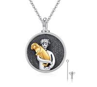 XIXLES Collar de plata de ley con cenizas de perro para hombres, niños y dueños de mascotas, Plata esterlina