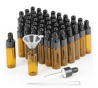 XiYee 50Pcs 3ml/5ml Ambar Frasco Cuentagotas Cristal, Botellas Vacías con Cuentagotas, Botella Vacía Tintura para Aceite Esencial, Masaje, Fragancia, Aromaterapia, Laboratorio (Brown 50PCS 5ml)