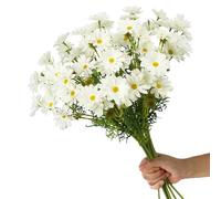 XIYUAN 15 Paquetes de Flores Artificiales Blancas, Margaritas Artificiales, Resistentes a los Rayos UV, Flores Silvestres Falsas con Tallos, arbustos de vegetación sintética, arreglos de Plantas para