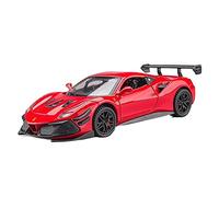 XIYUEYING 1:32 para Ferrari 488 Super Sports Car aleación fundición a presión Modelo Coche Sonido y luz Tirar hacia atrás Coche de Juguete(Rojo)