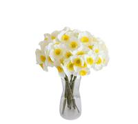 XIZHI 10 Tallos Artificiales de Narciso de Seda sintética de 16 Pulgadas, Flores de Primavera de Narciso de Tacto Real para decoración del hogar, Fiesta, Boda y Oficina (Blanco)