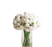 XIZHI 18 flores artificiales de ranúnculos de 11.8 pulgadas y 54 cabezas de seda sintética, ramo de ranúnculos artificiales para decoración del hogar, bricolaje, boda (blanco)