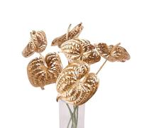 XIZHI 5 Flores Artificiales de anturio de 25 Pulgadas, Flores de anturio sintético de Tacto Real para Bricolaje, Fiesta en el hogar, decoración de Ramo de Boda (anturio Dorado)