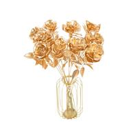 XIZHI 5 Rosas Doradas Artificiales de 20 Pulgadas, Rosas Artificiales para decoración de Ramo de Boda y Fiesta (Oro Rose)