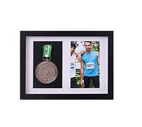 xj - Marco para mostrar medallas, medalla deportiva 3D, marco de fotos, marco negro y color nogal profundo para marco profundo 3D, para mostrar medallas