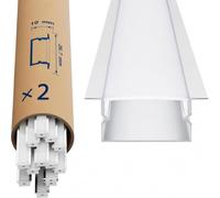 Xjahwr Perfiles de aluminio LED 2 x 20 cm - Perfil de aluminio en forma de U con cubierta blanca - Tira para tiras de luz hasta 16,7 mm - 26,7 x 10 mm - Difusor de tiras LED de canal de riel