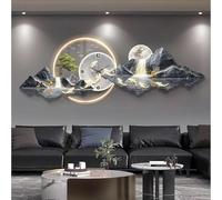 XJBWSDE Escultura de Arte Mural en 3D, Pintura de Paisaje Moderno con lámpara y Reloj, decoración Feng Shui Oriental para Sala de Estar