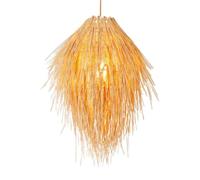 XJBWSDE Lámpara de araña Tejida Estilo sudeste asiático con diseño de Cesta Tropical Bohemia, lámpara Colgante Natural Ajustable, Pantalla de ratán japonés para Cocina, Isla, Comedor y Sala de Estar.