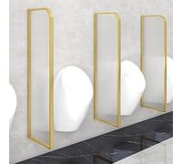 XJBWSDE Mampara divisoria para urinario de Pared, Panel divisorio para urinario, mampara para baño público con Vidrio Templado, Paneles de Vidrio translúcido (Dorado, 4 Unidades)