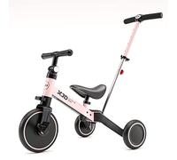 XJD 4 en 1 Triciclo Evolutivo de Bebé para Niños de 1-3 Años, Transformable a Bicicleta Con o Sin Pedales, Asiento Ajustable (Con Varilla de Empuje, Rosa)