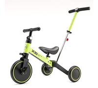 XJD 4 en 1 Triciclo Evolutivo de Bebé para Niños de 1-3 Años, Transformable a Bicicleta Con o Sin Pedales, Asiento Ajustable (Con Varilla de Empuje, Verde)