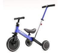XJD 4 en 1 Triciclo Evolutivo de Bebé para Niños de 1-3 años, Triciclo a Bicicleta con o sin Pedales, con Asiento Ajustables, Transformable (con Varilla de Empuje,Azul)
