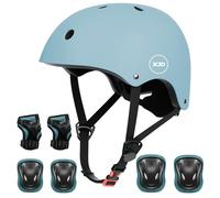XJD Casco de Ciclismo para Niños y Protecciónes Infantiles Incluye Rodilleras Coderas y Muñequeras Adjustables 7 Piezas para Patínes Patinete Ciclismo Niños de 3 a 13 Años (Azul Marino, m)