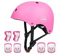 XJD Casco de Ciclismo para Niños y Protecciónes Infantiles Incluye Rodilleras Coderas y Muñequeras Adjustables 7 Piezas para Patínes Patinete Ciclismo Niños de 3 a 13 Años(Rosa M)