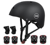 XJD Casco de Ciclismo para Niños y Protecciónes Infantiles Incluye Rodilleras Coderas y Muñequeras Adjustables 7 Piezas para Patínes Patinete Ciclismo Niños de 3 a 13 Años(Negro M)