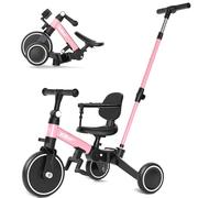 XJD Triciclo Evolutivo de Bebé 5 en 1, Bicicleta Niños Desde 1 Año hasta 6 años, De Triciclo a Bicicleta con o sin Pedales, Ajustable y Transformable