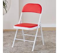 xjdagaoge Silla Plegable Camping, Sillas Jardin Exterior for Interior Y Exterior, Sillas Plegables con Cojín for el Hogar, Reuniones de Oficina Y Fiestas (Blancas, Sillas de Jardín, 1 Pieza)(Red)