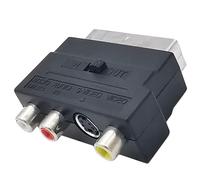 Xjdzineq Adaptador de conector euroconector hembra de 21 pines a 3RCA con botón de encendido/apagado para conversión de sonido e imagen, convertidor euroconector