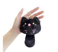 Xjdzineq Cadena de coche con colgante de mochila con llavero de metal desmontable de animales creativos de felpa llavero de gatos de felpa, Cadena colgante negra, Talla única