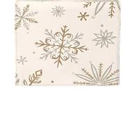 Xjdzineq Camino de mesa de invierno con patrón de copo de nieve, mantel de lino blanco y dorado para decoración de Navidad, vacaciones, decoración de temporada de copo de nieve