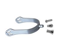 Xjdzineq Espolón de aleación de aluminio con 4 cabezales intercambiables Western Boy para entrenamiento de jinetes y decoración de botas de equitación