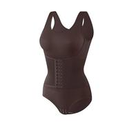 Xjdzineq Faja moldeadora transpirable de cuerpo completo para mujer, control de abdomen, levantamiento de glúteos, alta compresión, invisible, moldeador de cuerpo completo, marrón oscuro, L