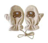 Xjdzineq Guantes de invierno con correa ajustable para el cuello para niños, tela de poliéster cálida, varios colores disponibles para niños pequeños y adolescentes, guantes térmicos para niños, beige