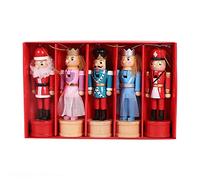 Xjdzineq Juego de 5 adornos de madera de 12,5 cm con diseño de soldado de nueces para muñeca, colgante de árbol de Navidad, decoración para colgar en el camino de mesa