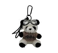 Xjdzineq Llavero con colgante de oso de dibujos animados, elegante llavero de panda de peluche, llavero de juguete, joyería personalizada, bolsa de decoración, accesorio, Suéter caqui, Talla única