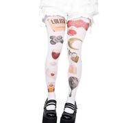 Xjdzineq Medias opacas japonesas estéticas, clásicas, coloridas, estampadas gráficas, medias de fondo para cosplay, leggings de moda
