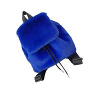 Xjdzineq Mochila peluda de felpa para mujer, bolsa de hombro pequeña suave con cordón y fundas de solapa para uso diario, mochila de felpa, Blue
