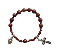 Xjdzineq Rosario católico para cadena de dedo cruzado, rosario de bautizo, cuentas de cristal para bautizo, pulseras de cuentas de cristal