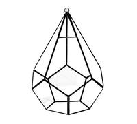 Xjdzineq Terrario geométrico de cristal con diseño de rombos de cinco lados, macetero con columpio para maceta, con soporte para macetas