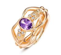 XJEIVJIC Anillo de compromiso de las mujeres con corte ovalado creado anillos de circonía cúbica mística Boda para femeninos Anillos de compromiso