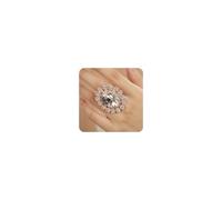 XJEIVJIC Anillo de cristal ovalado boho para mujeres en flor de declaración