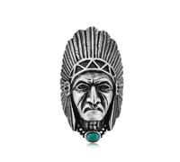 XJEIVJIC Anillo principal indio para hombres Mujeres anillos de cabeza india nativa americana espíritu de acero inoxidable espíritu del guerrero punk tocado gótico declaración tribal de la moda