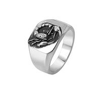 XJEIVJIC Anillos de escorpión de acero de acero inoxidable para hombres Mujeres Declaración de animales punk Banda ancha de cola central vintage anillo de dedo de cola central personalizada