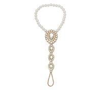XJEIVJIC Bohemian Pearl Crystal Anklet with Toe Ring Beach Wedding Wedding Sandals Boho Boho Ankle Pulsera para mujeres