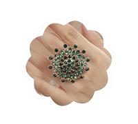 XJEIVJIC Boho Vintage Big Sunflower Crystal Ring Declaración Floral Rings Ajustable Rango de diamantes de diablo Ring Fiesta de graduación para mujeres (Clear B)