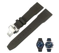 XJEIVJIC Bracelet de montre en cuir de vachette noir bleu vert 21 mm 20 mm IWC IW377714 MARK18 PILOT STOP GUN