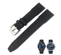 XJEIVJIC Bracelet de montre en cuir de vachette noir bleu vert 21 mm 20 mm IWC IW377714 MARK18 PILOT STOP GUN
