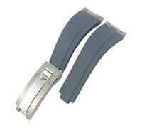 XJEIVJIC Curved End Metal Link Rubber Watchband 20mm For GMT Slide Lock Buckle Silicone Sport Watch Strap