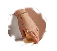 XJEIVJIC Dainty Finger Ring Link with Butterfly Bracelet Bangle Simple Trendy Retro Style Butterfly Pendant Chain Link Bracelet Prom Birthday Party