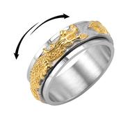 XJEIVJIC Dragon Rotating Spinner Fidget Band Rings Stainless Steel Punk Cool Animal Anxiety Stress Relief Rotate Freely Ring Promise for Men Women Birthday Valentine's Day Gifts Vintage