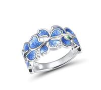 XJEIVJIC Flor para mujeres puro elegante azul pétalo blanco esmalte hecho a mano