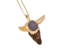 XJEIVJIC JZWCHQ Collar de calavera para hombres y mujeres, collar con colgante de cabeza de toro, temperamento bohemio con colgante de calavera de toro bohemio, collar Memento Mori, medallón pirata