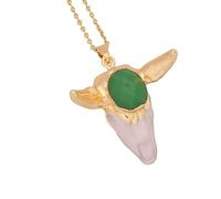 XJEIVJIC JZWCHQ Collar de calavera para hombres y mujeres, collar con colgante de cabeza de toro, temperamento bohemio con colgante de calavera de toro bohemio, collar Memento Mori, medallón pirata